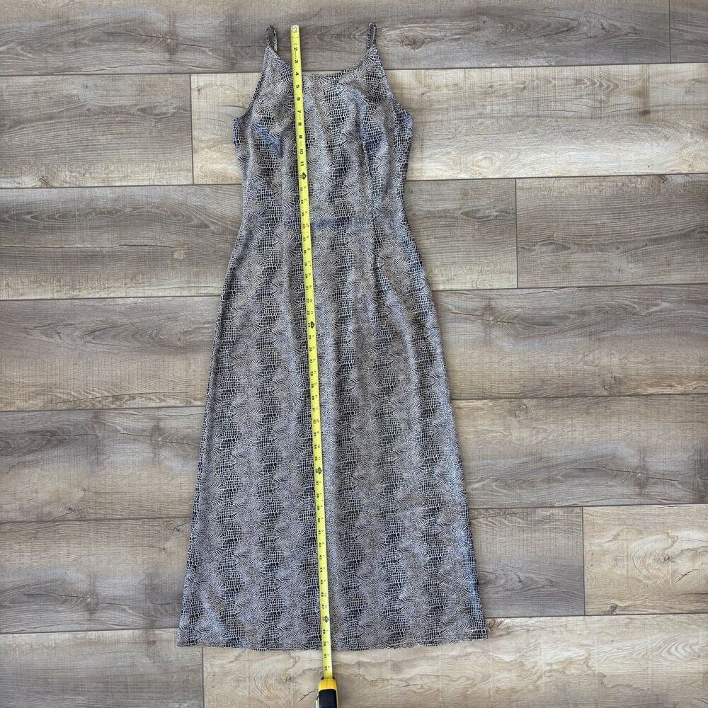 Vtg 90s Slip Dress Sz 4 Textured Velvet Snake Y2K Kennedy Mob Wife Chic Neutral - Picture 13 of 15